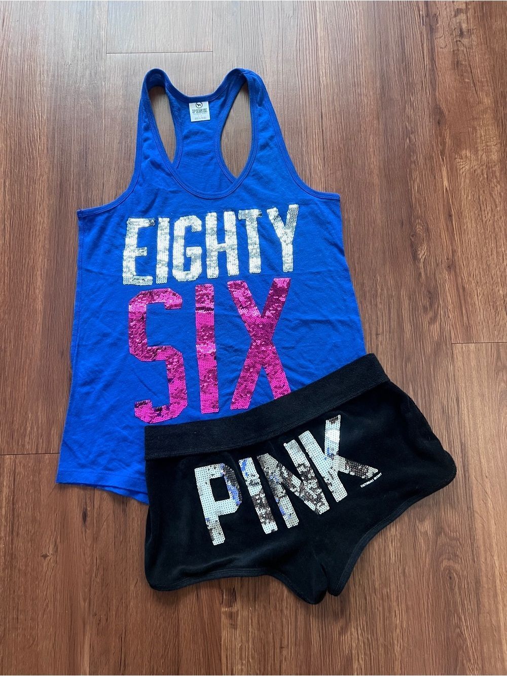 VS PINK 86 BLING TANK/SHORTS SET S/XS